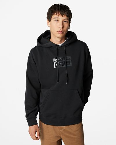 Converse CONS Fleece Pullover Férfi Kapucnis Pulóver Fekete | HU87624