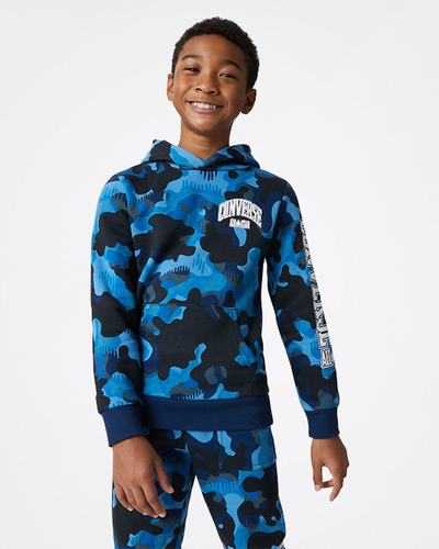 Converse Camo Pullover Fiú Kapucnis Pulóver Sötétkék | HU61047