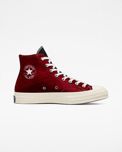 Converse Chuck 70 Beyond Retro Velvet Férfi Magasszárú Cipő Fekete/Piros | HU18279