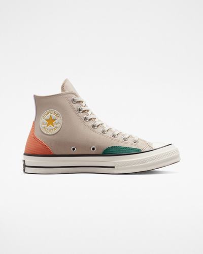 Converse Chuck 70 Color Block Férfi Magasszárú Cipő Bézs/Zöld/Narancssárga | HU91876