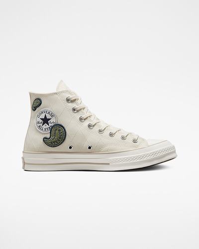 Converse Chuck 70 Crafted Patches Női Magasszárú Cipő Bézs/Sötétkék/Zöld | HU19058