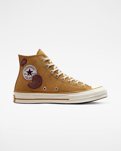 Converse Chuck 70 Crafted Patches Női Magasszárú Cipő Narancssárga/MélyBordó | HU28701