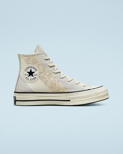 Converse Chuck 70 Embroidered Floral Női Magasszárú Cipő Bézs/Fekete | HU30485