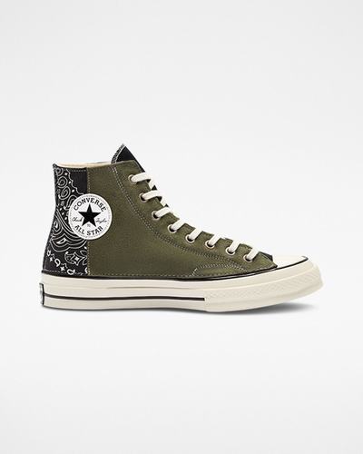 Converse Chuck 70 LTD Paisley Velúr Női Magasszárú Cipő Fekete Zöld | HU64029