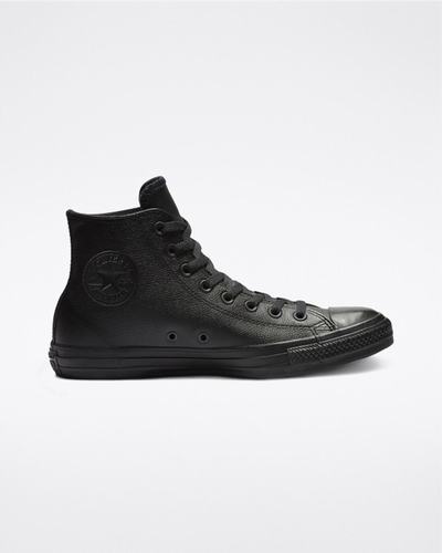 Converse Chuck Taylor All Star Bőr Férfi Magasszárú Cipő Fekete | HU49310