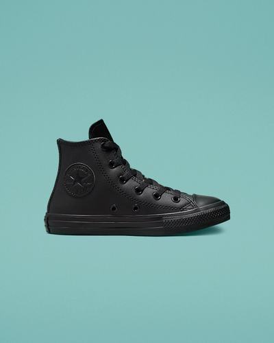 Converse Chuck Taylor All Star Bőr Lány Magasszárú Cipő Fekete | HU07625