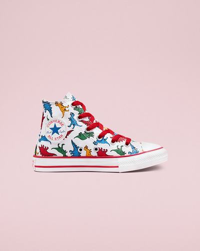 Converse Chuck Taylor All Star Dinosaurs Lány Magasszárú Cipő Fehér/Piros/Kék | HU69871