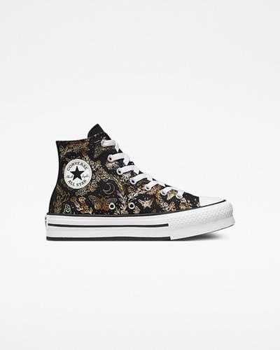 Converse Chuck Taylor All Star EVA Lift Lány Magasszárú Cipő Fekete/Arany/Fehér | HU03614