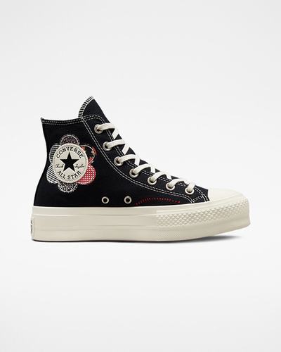 Converse Chuck Taylor All Star Lift Női Magasszárú Cipő Fekete/Piros | HU43560