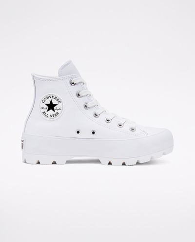 Converse Chuck Taylor All Star Lugged Bőr Női Magasszárú Cipő Fehér/Fekete/Fehér | HU81675