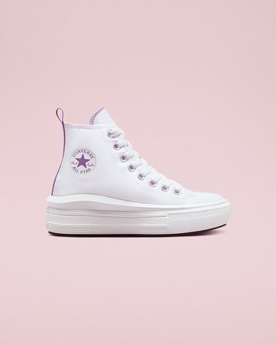 Converse Chuck Taylor All Star Move Lány Magasszárú Cipő Fehér/Lila/Fehér | HU09645