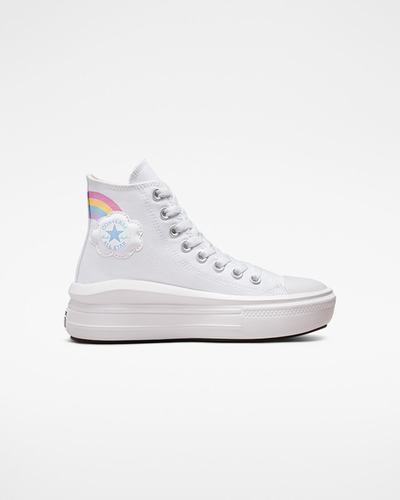 Converse Chuck Taylor All Star Move Lány Magasszárú Cipő Fehér/Kék/Rózsaszín | HU79631