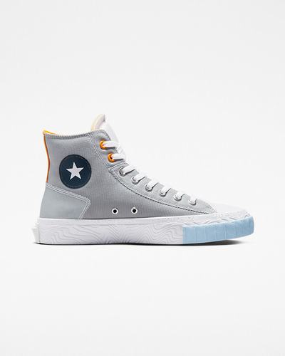 Converse Chuck Taylor Alt Star Reflective Shine Férfi Magasszárú Cipő Szürke/Fehér/Narancssárga | HU41503