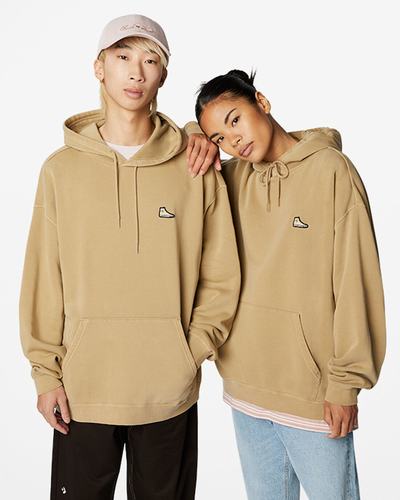 Converse Go-To Sneaker Patch Loose Fit Pullover Női Kapucnis Pulóver Khaki | HU95634