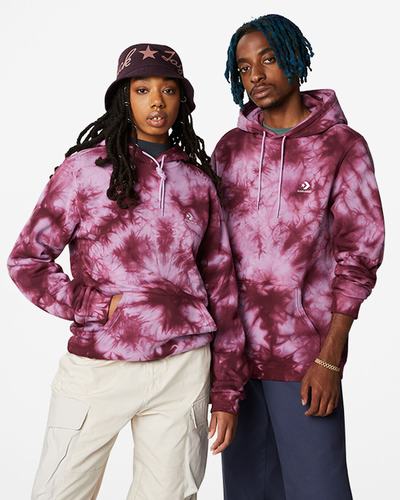 Converse Go-To Star Dyed Standard Fit Fleece Pullover Férfi Kapucnis Pulóver Lila | HU61238