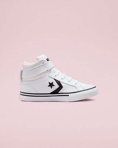 Converse Pro Blaze Pántos Bőr Lány Magasszárú Cipő Fehér/Fekete/Fehér | HU23594