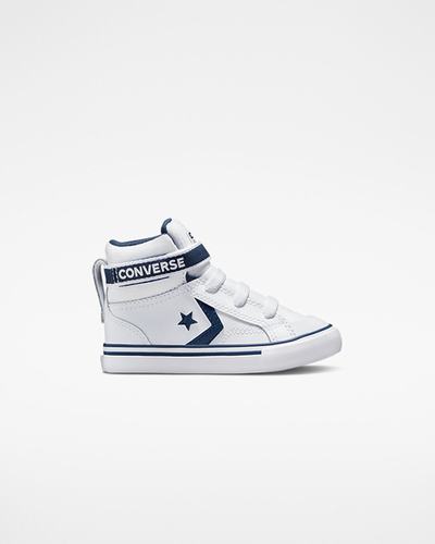 Converse Pro Blaze Pántos Easy-On Varsity Club Lány Magasszárú Cipő Fehér/Sötétkék/Fehér | HU04381