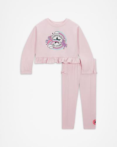 Converse Ruffle Crew & Legging Lány Sets Rózsaszín | HU10925