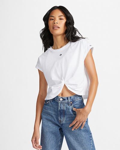 Converse Star Chevron Twist Cropped Női Póló Fehér | HU80129