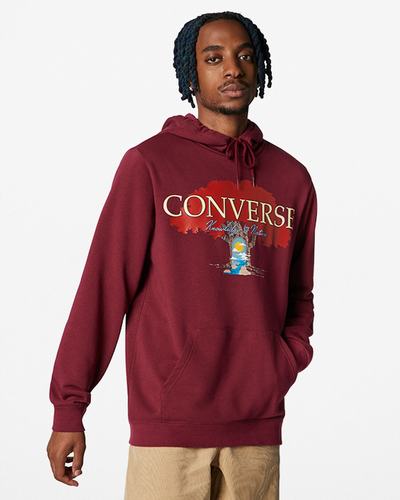 Converse Tree of Life Pullover Férfi Kapucnis Pulóver Sötét Piros | HU23574