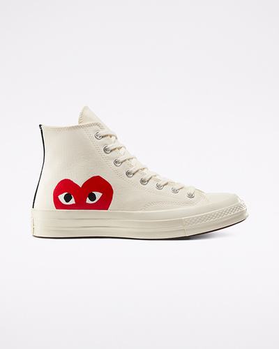 Converse x Comme des Garçons PLAY Chuck 70 Férfi Magasszárú Cipő Fehér/Piros | HU26531