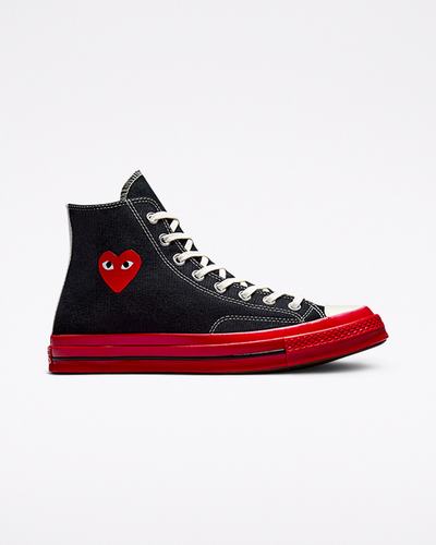 Converse x Comme des Garçons PLAY Chuck 70 Férfi Magasszárú Cipő Fekete/Piros | HU97853