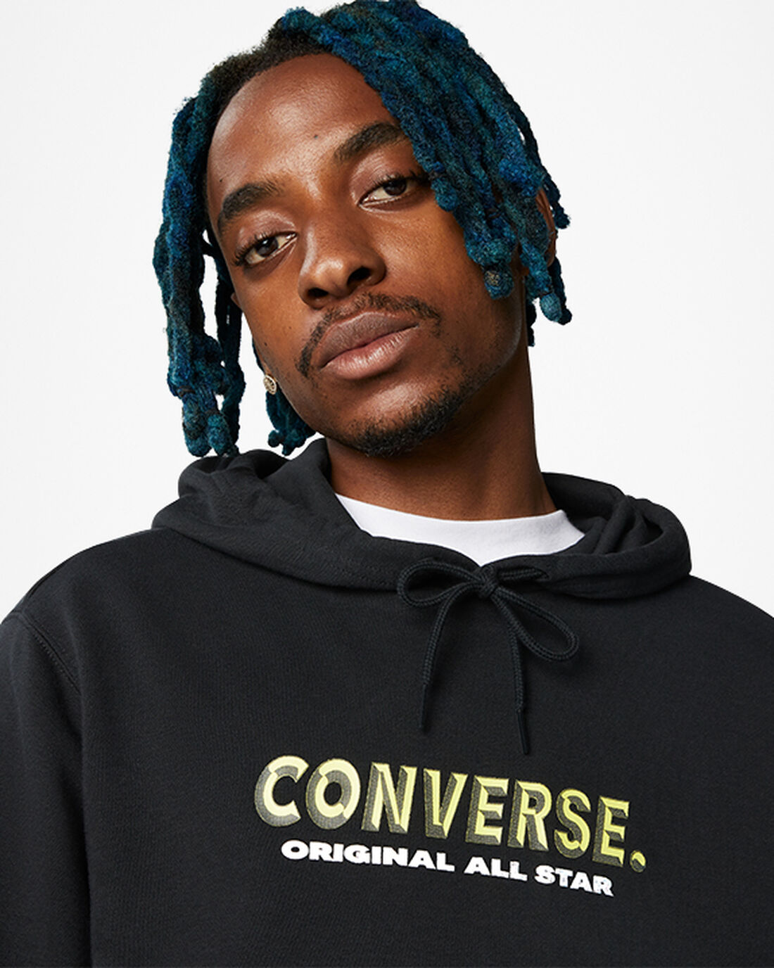 Converse Bold Word Pullover Férfi Kapucnis Pulóver Fekete | HU25190