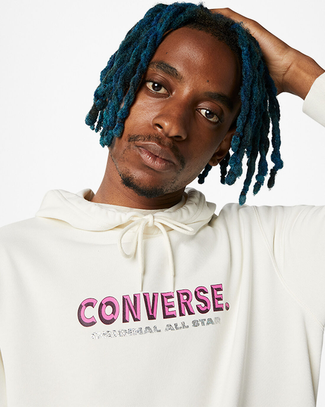 Converse Bold Word Pullover Férfi Kapucnis Pulóver Bézs | HU52870