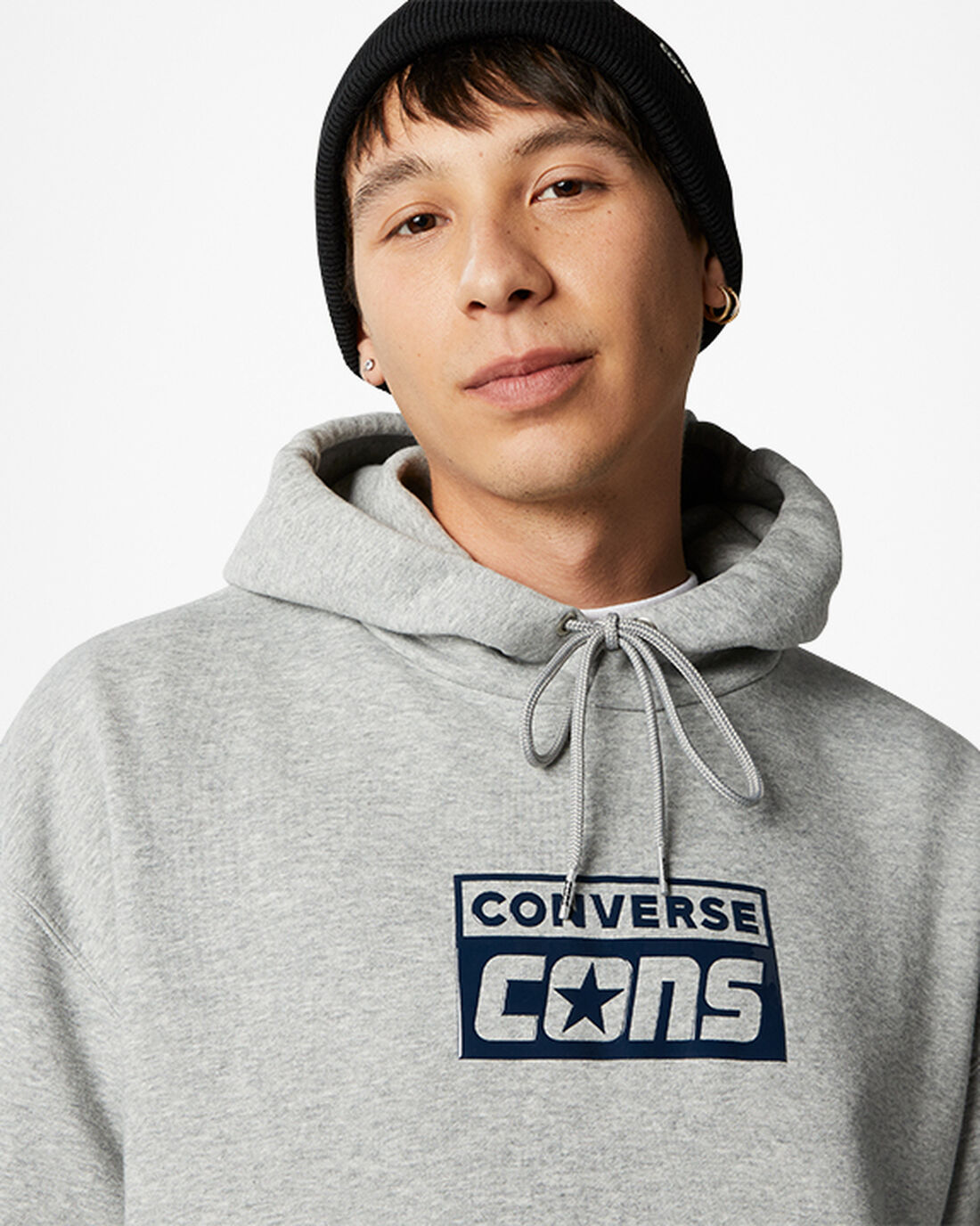 Converse CONS Fleece Pullover Férfi Kapucnis Pulóver Szürke | HU60918