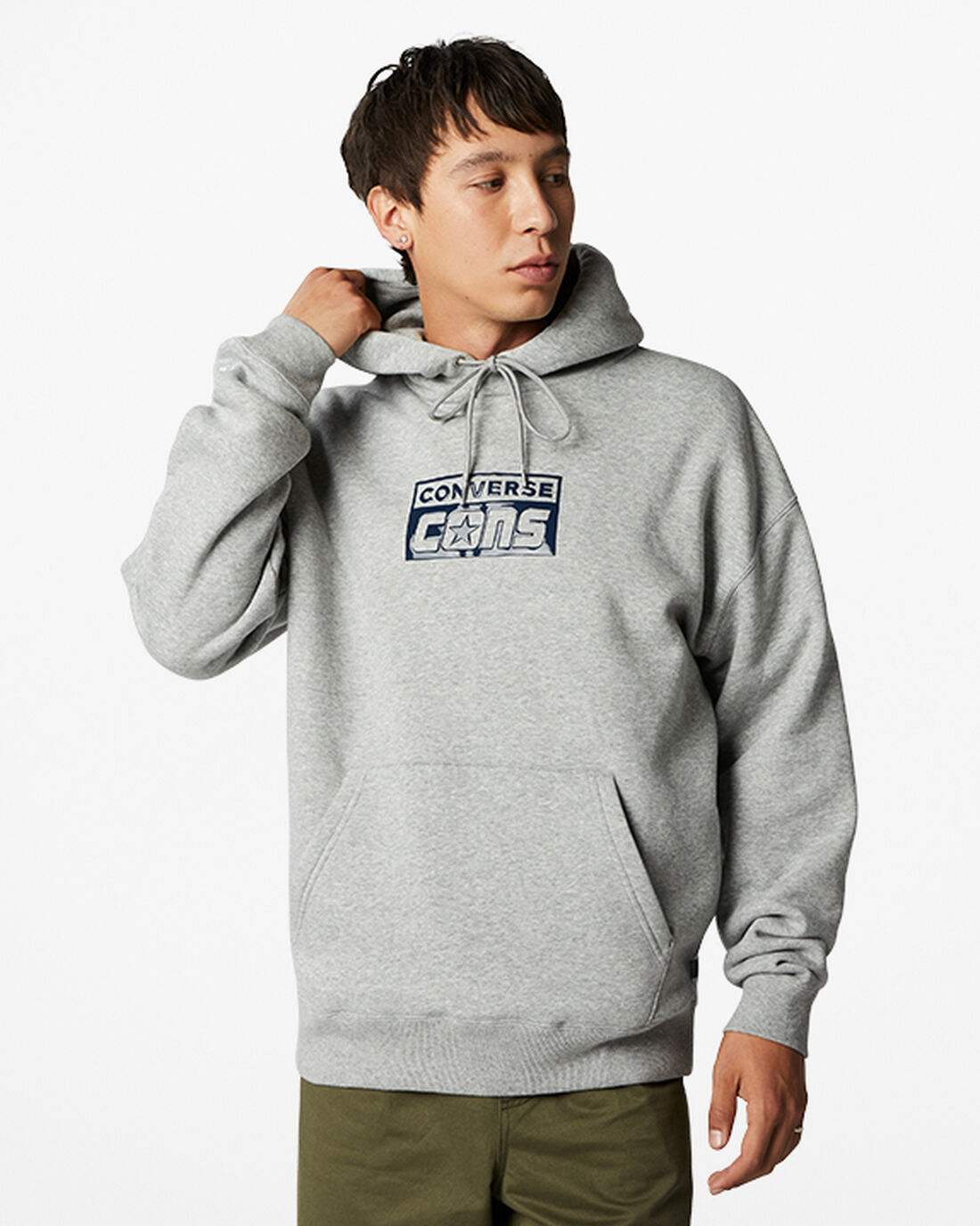 Converse CONS Fleece Pullover Férfi Kapucnis Pulóver Szürke | HU60918