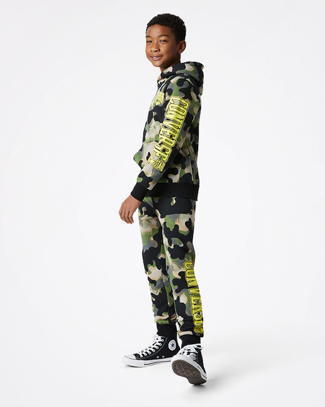 Converse Camo Pullover Fiú Kapucnis Pulóver Olivazöld | HU64015