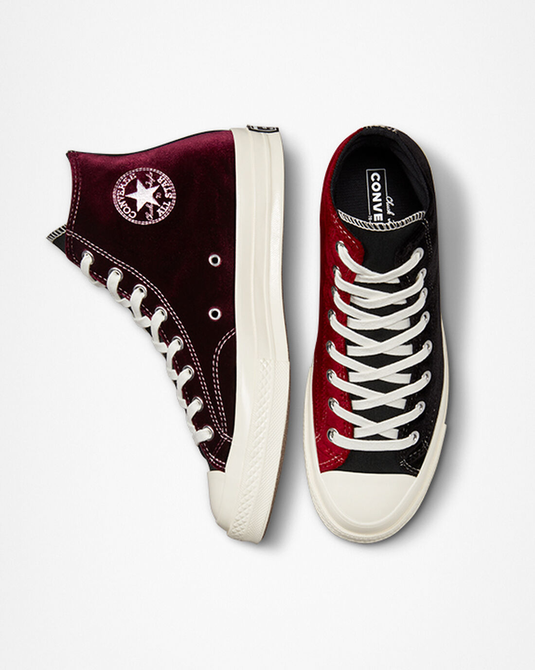 Converse Chuck 70 Beyond Retro Velvet Férfi Magasszárú Cipő Fekete/Piros | HU18279