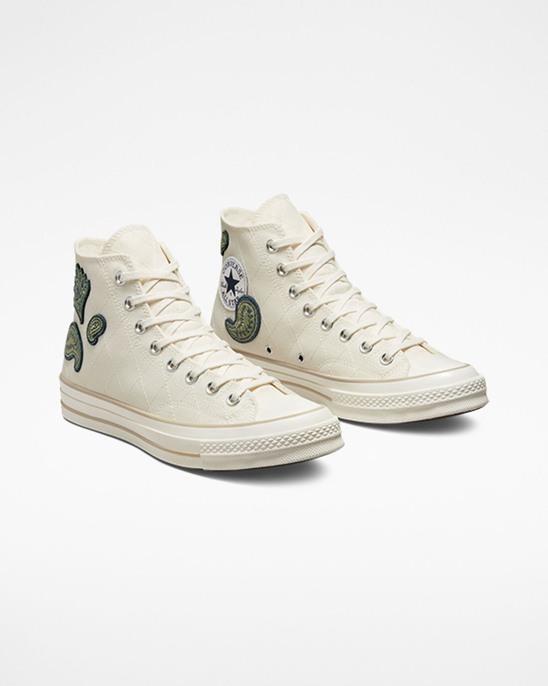 Converse Chuck 70 Crafted Patches Férfi Magasszárú Cipő Bézs/Sötétkék/Zöld | HU01642