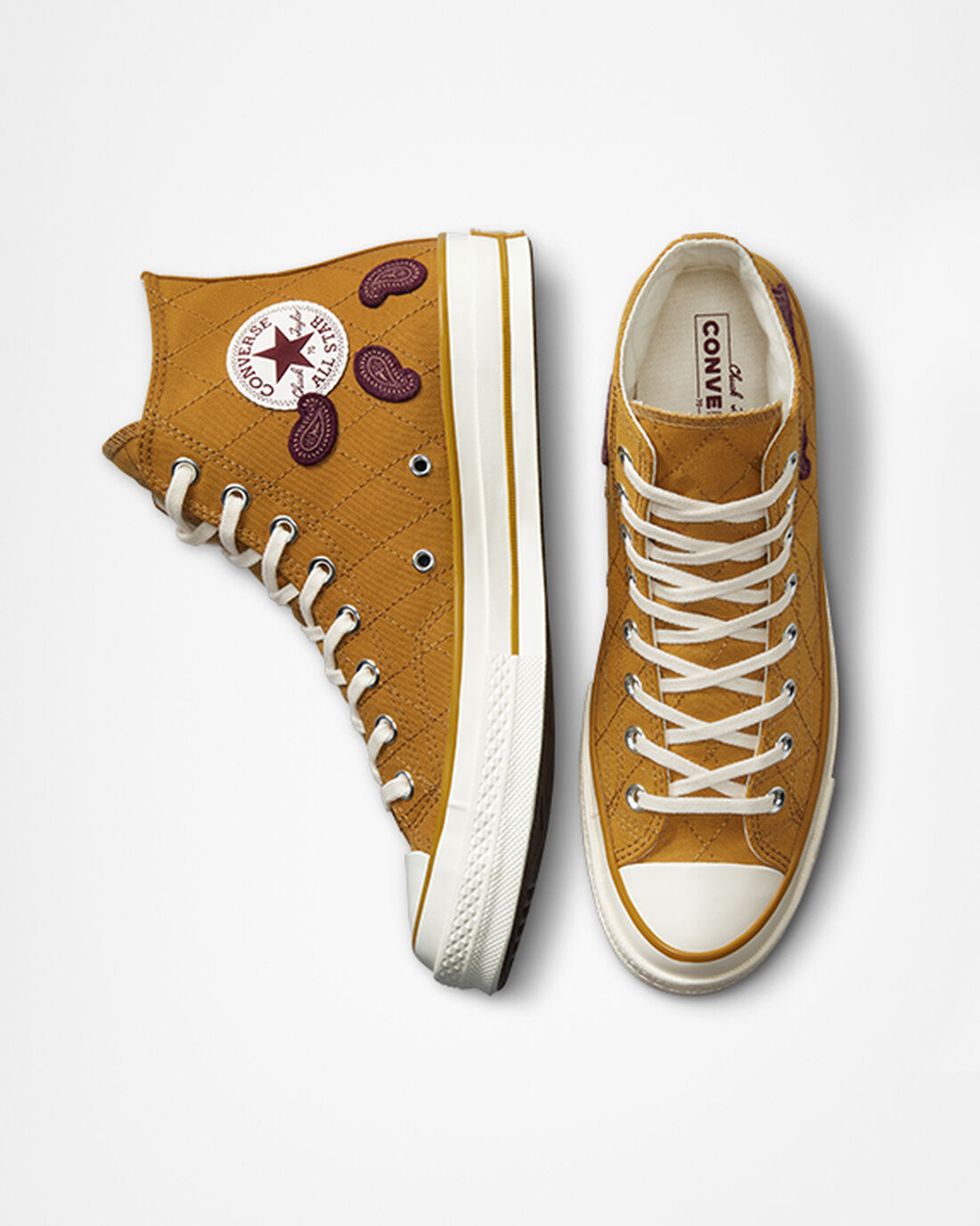 Converse Chuck 70 Crafted Patches Férfi Magasszárú Cipő Narancssárga/MélyBordó | HU09157