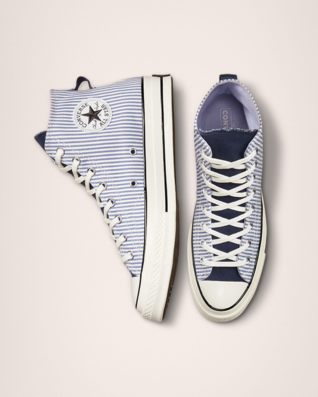 Converse Chuck 70 Crafted Stripe Férfi Magasszárú Cipő Világoskék Sötétkék/Fekete | HU92658