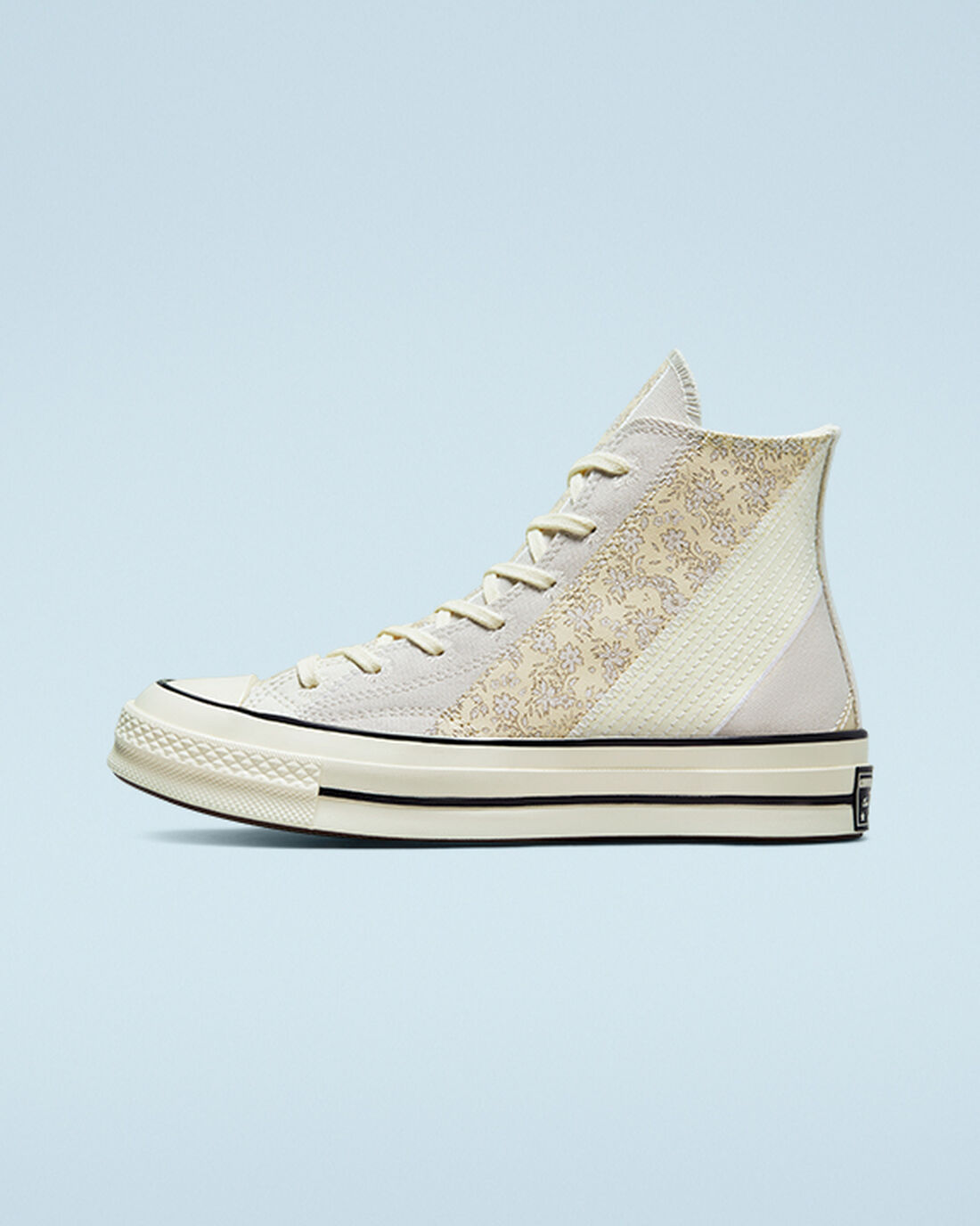 Converse Chuck 70 Embroidered Floral Női Magasszárú Cipő Bézs/Fekete | HU30485