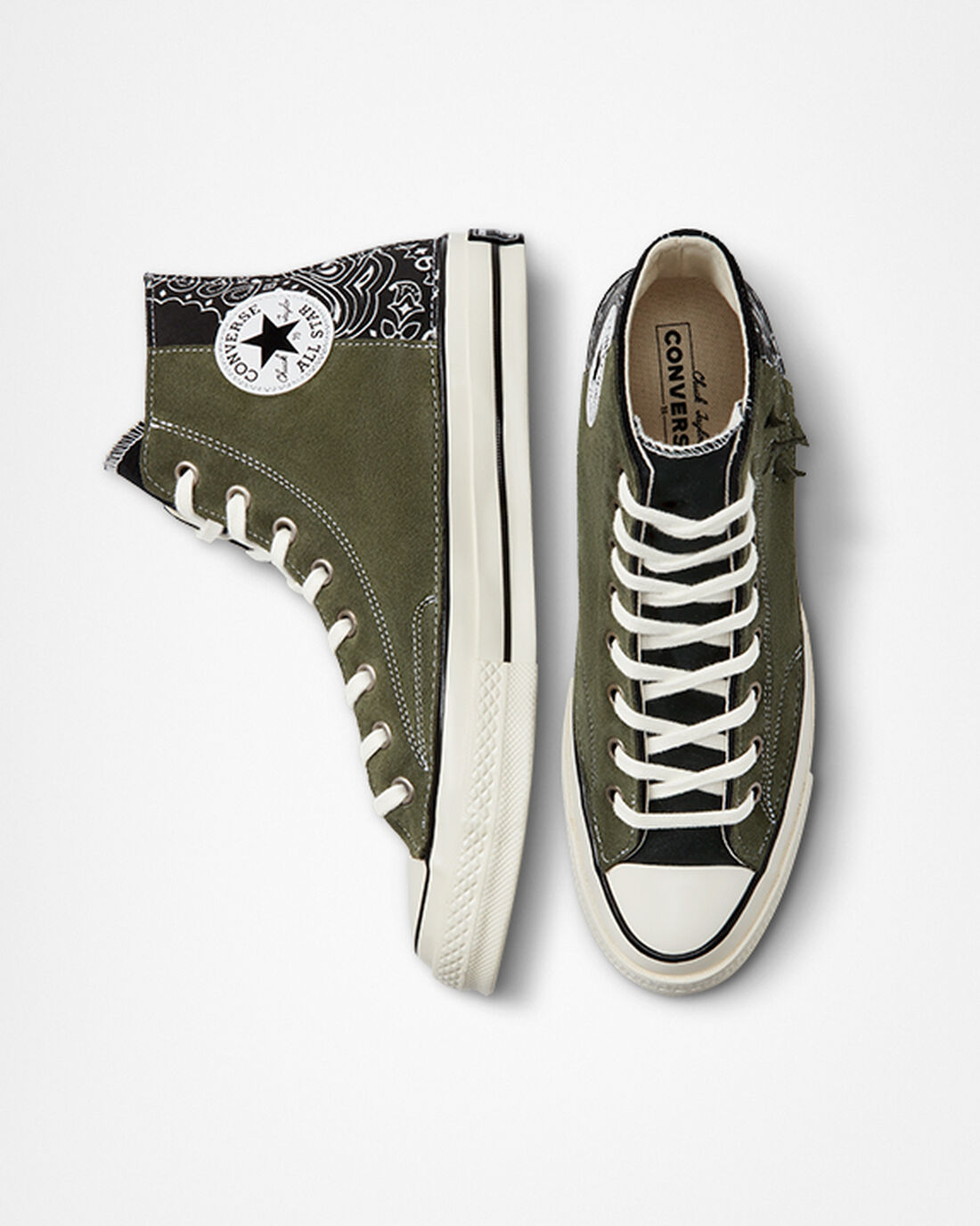 Converse Chuck 70 LTD Paisley Velúr Férfi Magasszárú Cipő Fekete Zöld | HU92164