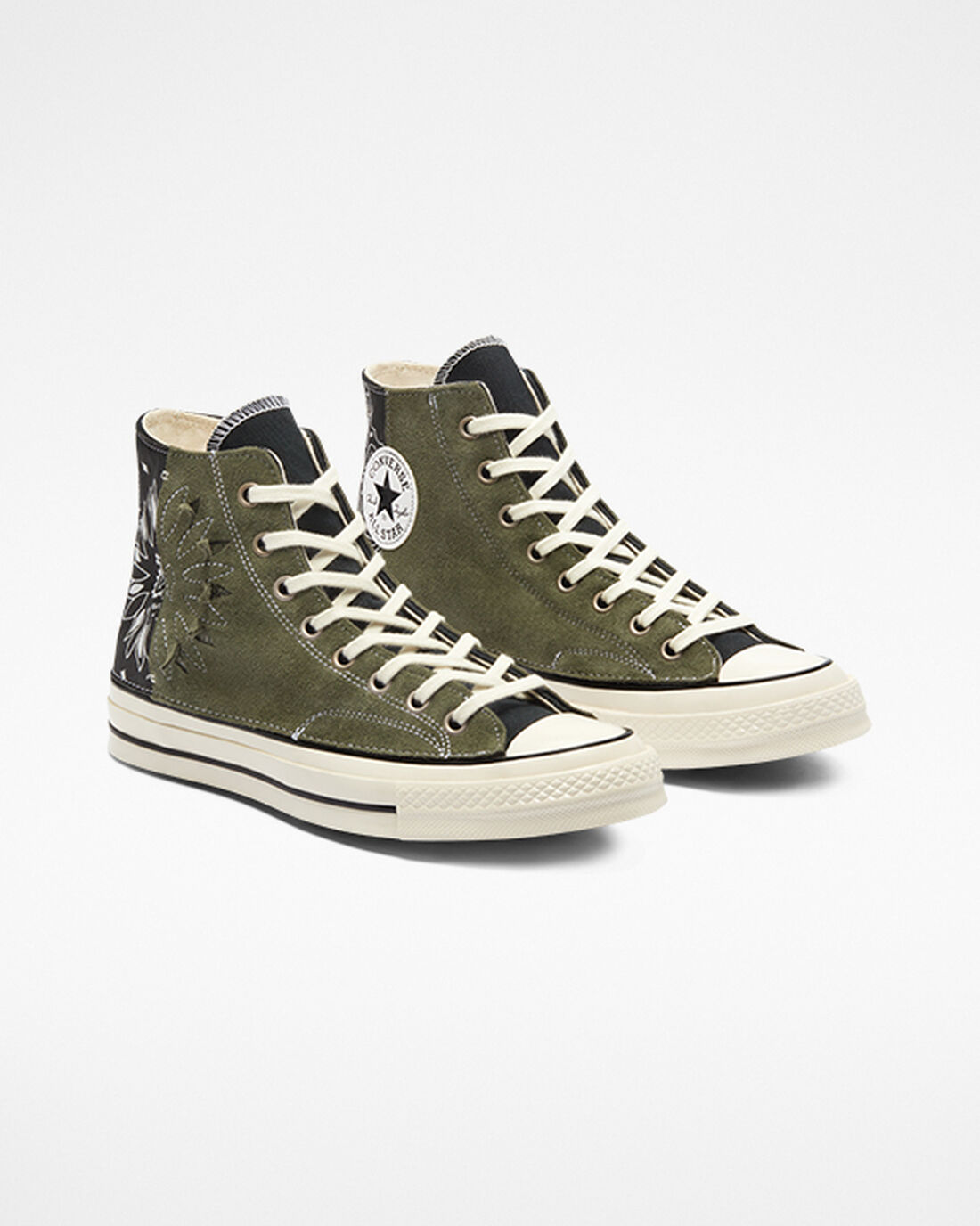 Converse Chuck 70 LTD Paisley Velúr Férfi Magasszárú Cipő Fekete Zöld | HU92164