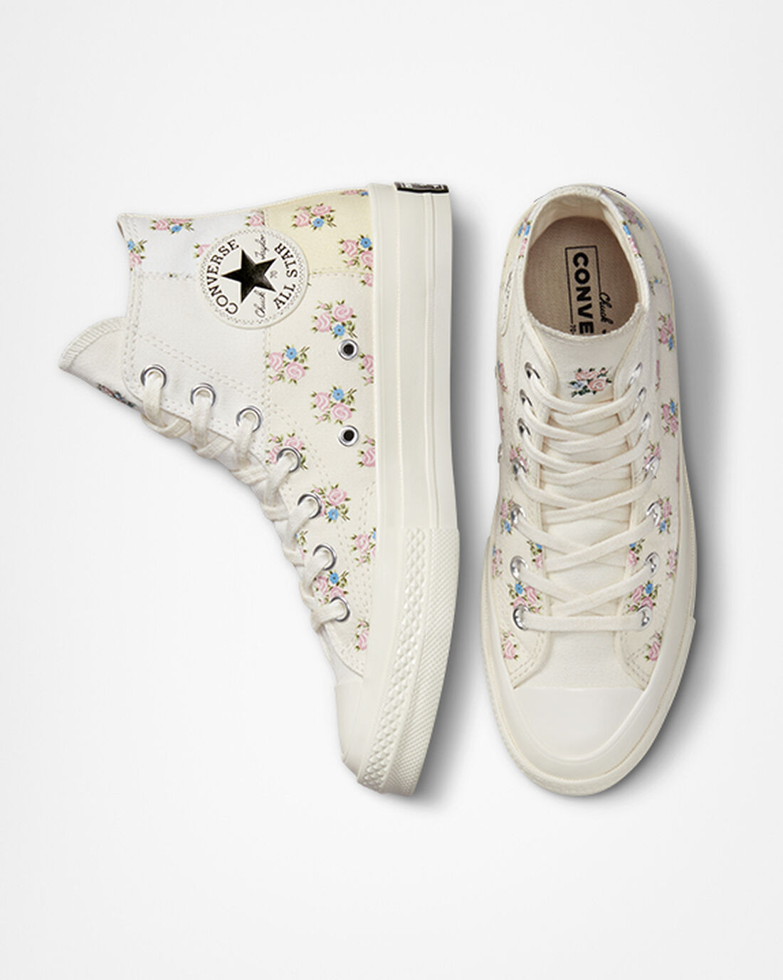 Converse Chuck 70 Patchwork Floral Női Magasszárú Cipő Bézs/Fehér | HU69820