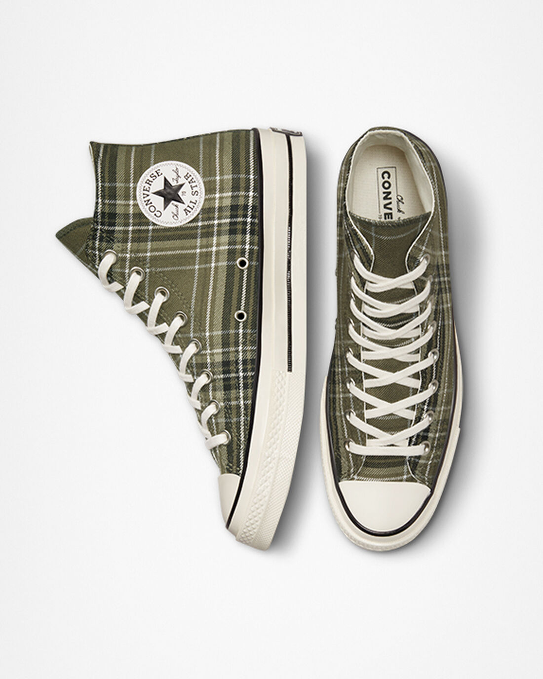 Converse Chuck 70 Tartan Férfi Magasszárú Cipő Olivazöld/Fekete | HU67432