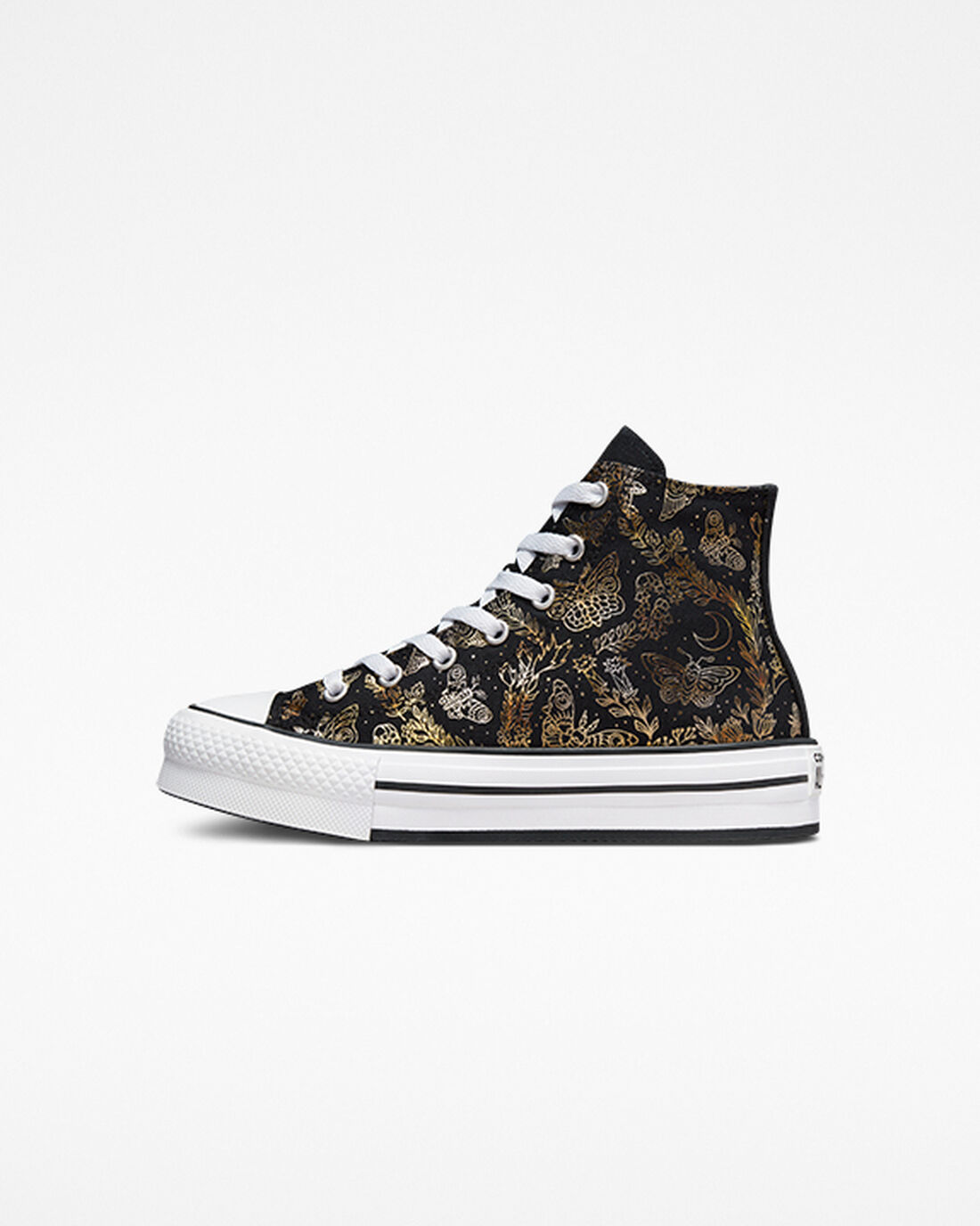 Converse Chuck Taylor All Star EVA Lift Lány Magasszárú Cipő Fekete/Arany/Fehér | HU03614