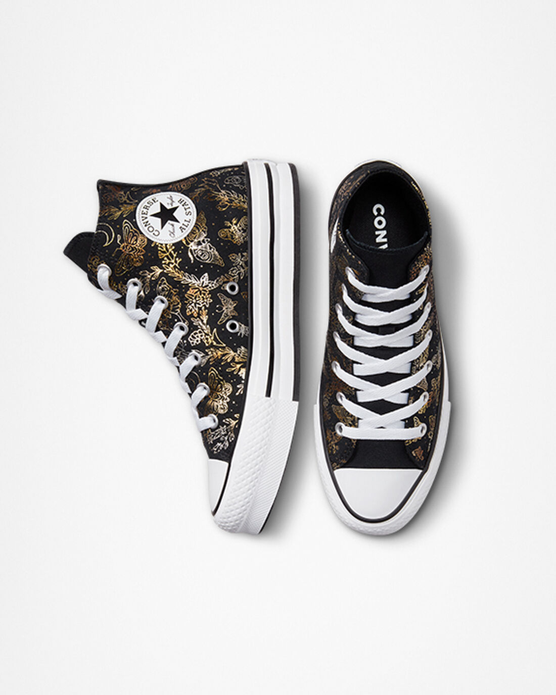 Converse Chuck Taylor All Star EVA Lift Lány Magasszárú Cipő Fekete/Arany/Fehér | HU03614