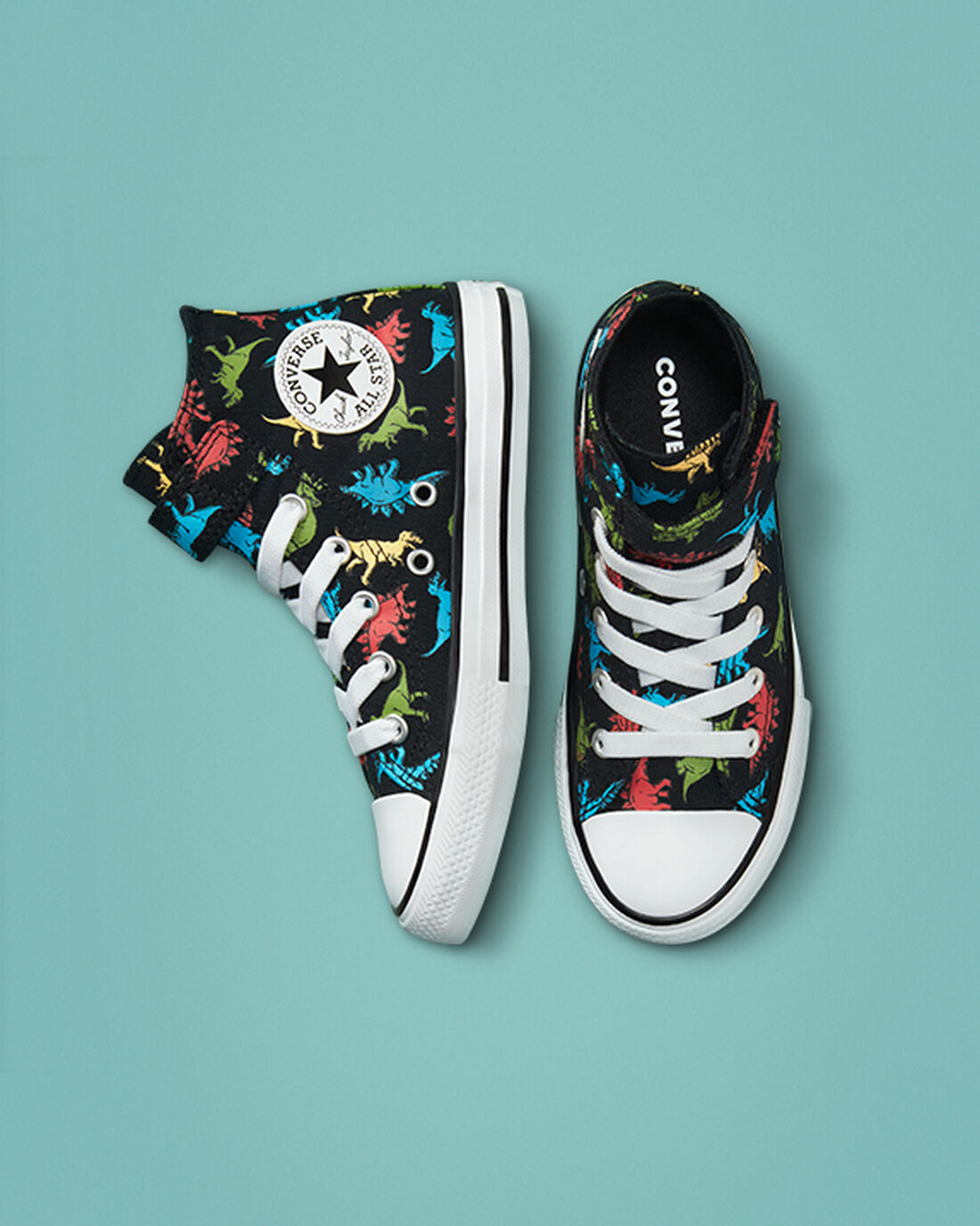 Converse Chuck Taylor All Star Easy-On Dinosaurs Lány Magasszárú Cipő Fekete/Piros/Kék | HU03462