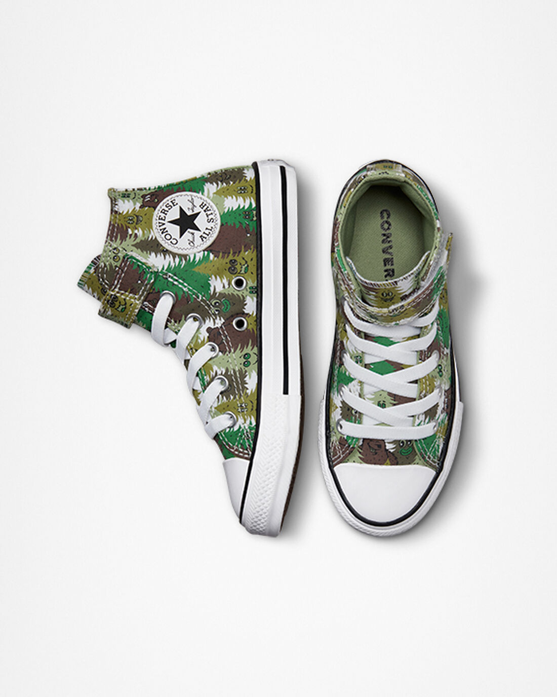 Converse Chuck Taylor All Star Easy-On Forest Camo Fiú Magasszárú Cipő Fehér/Zöld | HU29856