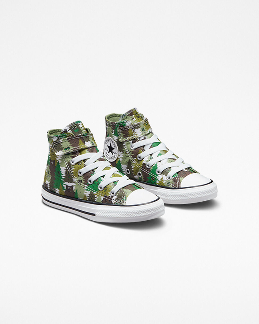 Converse Chuck Taylor All Star Easy-On Forest Camo Fiú Magasszárú Cipő Fehér/Zöld | HU29856