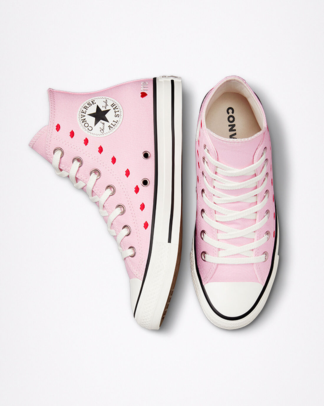 Converse Chuck Taylor All Star Embroidered Lips Női Magasszárú Cipő Rózsaszín/Fehér | HU10368