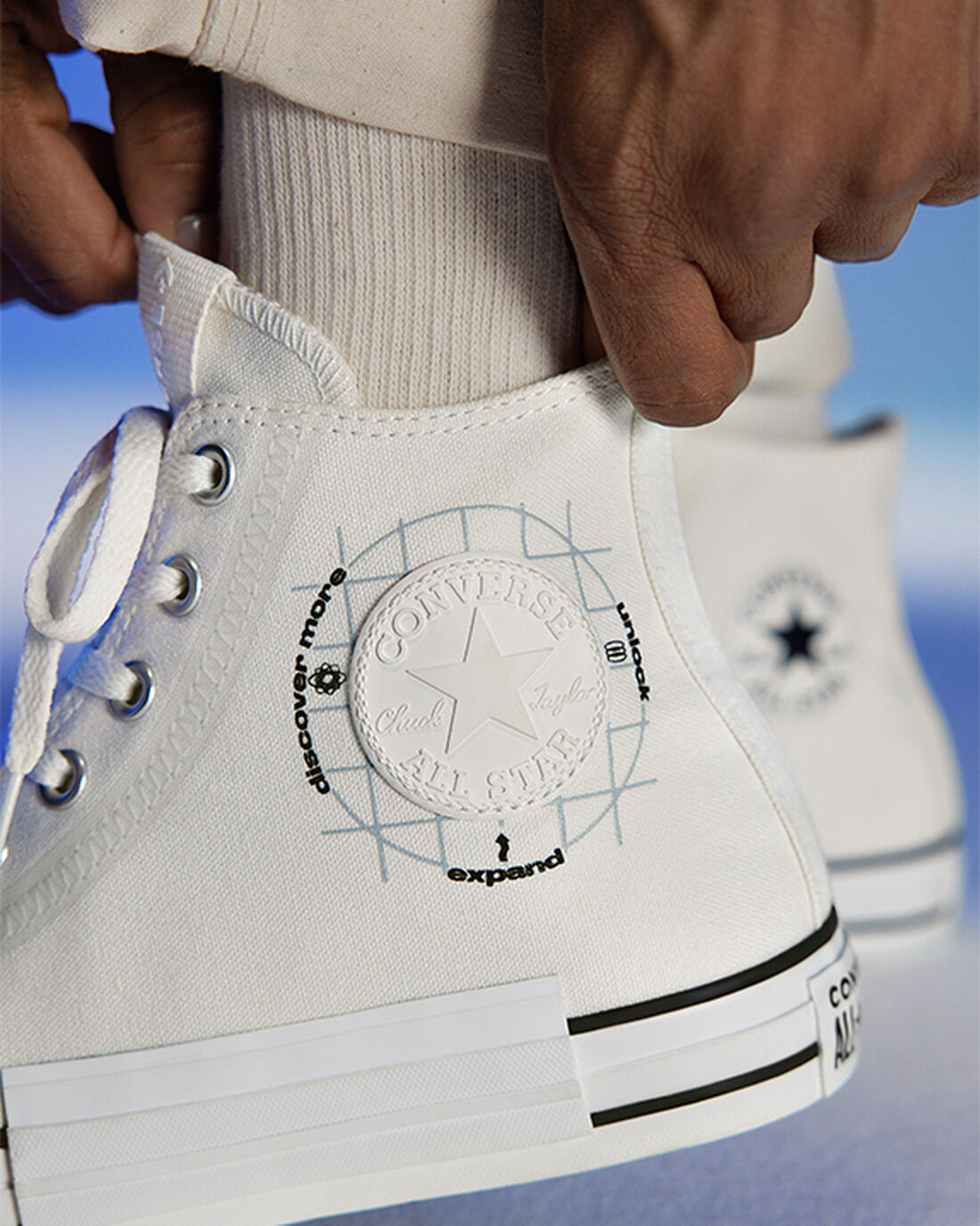 Converse Chuck Taylor All Star Grid Logo Férfi Magasszárú Cipő Fehér | HU26170