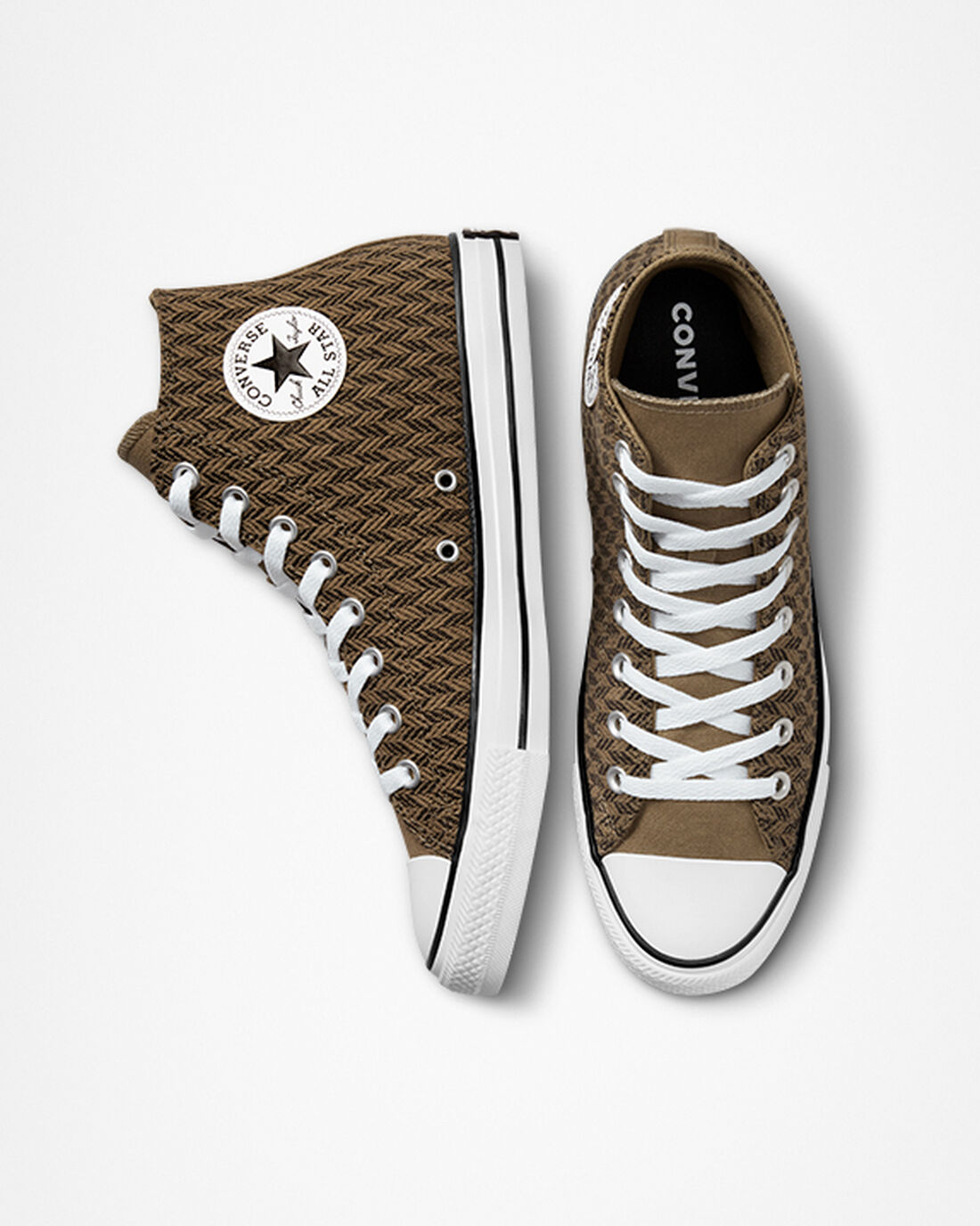 Converse Chuck Taylor All Star Herringbone Női Magasszárú Cipő Barna/Fehér | HU31462