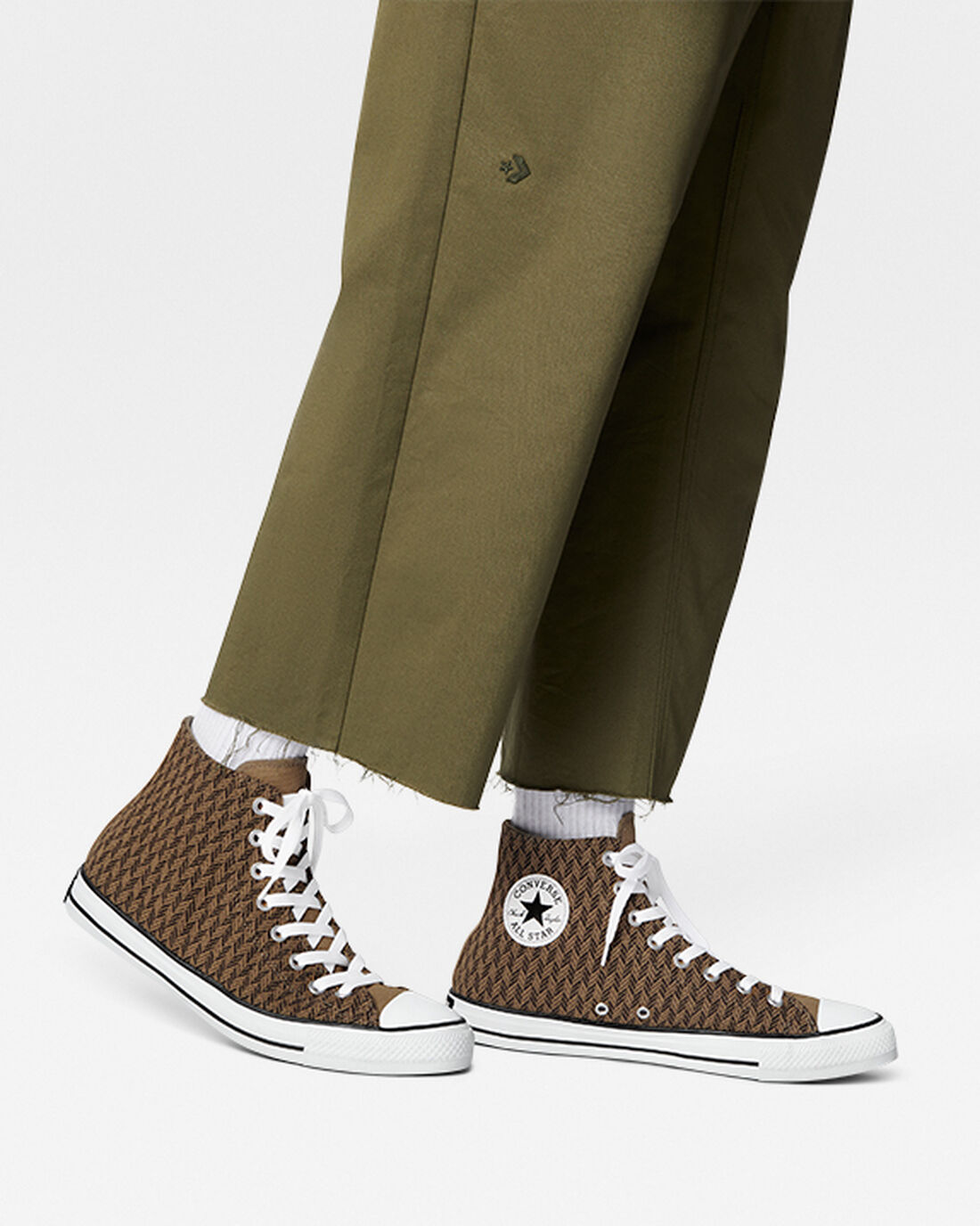 Converse Chuck Taylor All Star Herringbone Női Magasszárú Cipő Barna/Fehér | HU31462