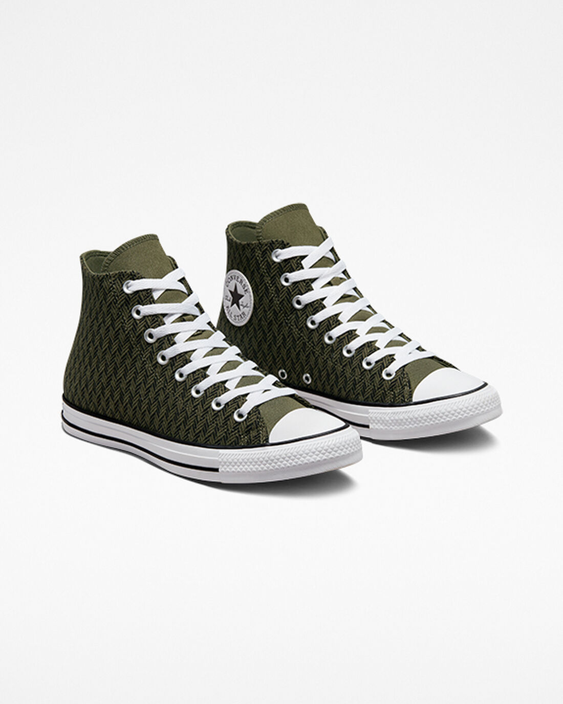 Converse Chuck Taylor All Star Herringbone Férfi Magasszárú Cipő Olivazöld/Fekete/Fehér | HU73064